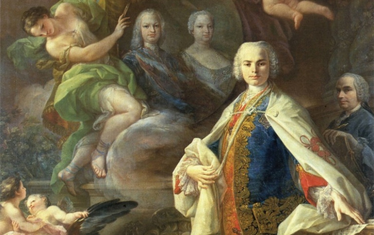 Porträtt av Farinelli (1705-1782). Av Corrado Giaquinto (1703–1766). Oljemålning av man på 1700-talet